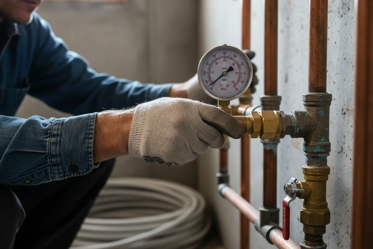 Pressure testing a repaired line during Water Line Repair in Oskaloosa